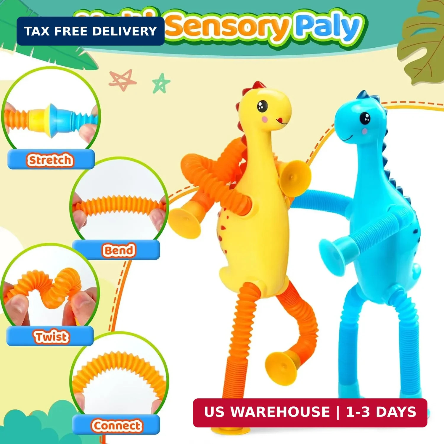 4Pcs Dinosaur Airplane Travel Car Ride Toys for Toddlers Kids Boys Girls Sensory
