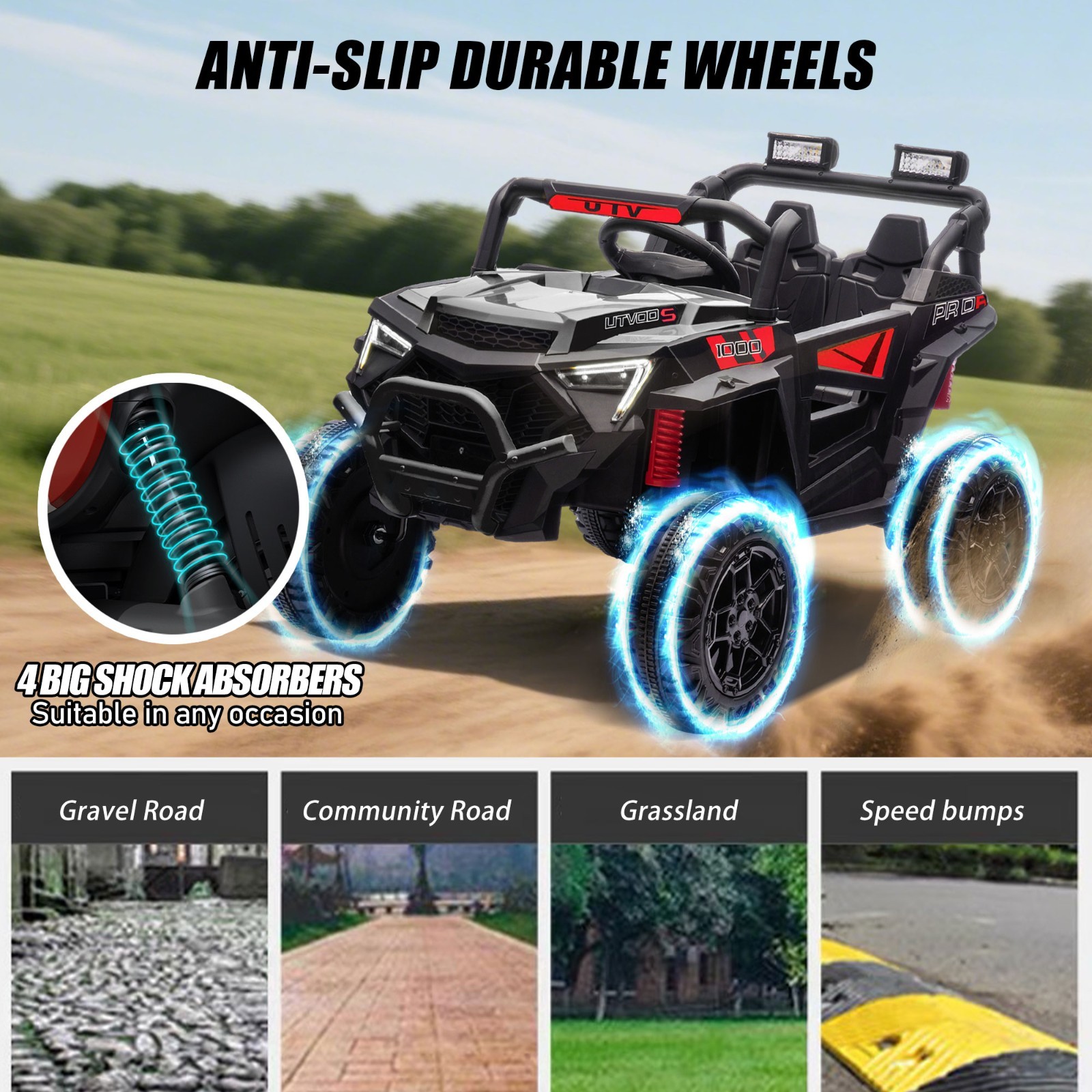 24V Kids Electric Car Ride On Toy UTV w/Remote,Power Wheels Truck for Boys Girls