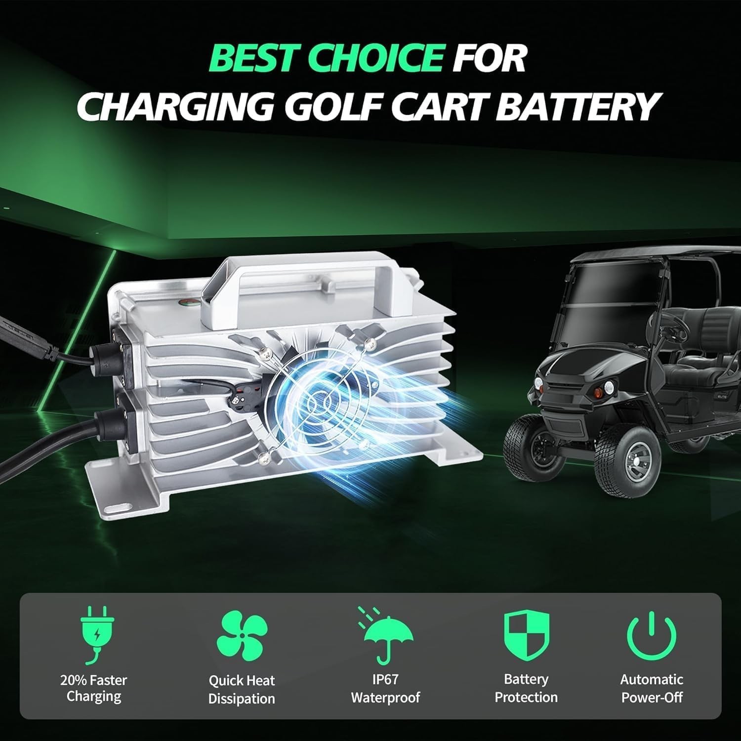 36V Golf Cart Charger, 18 AMP 36 Volt Golf Cart Battery Charger for Club Car,…