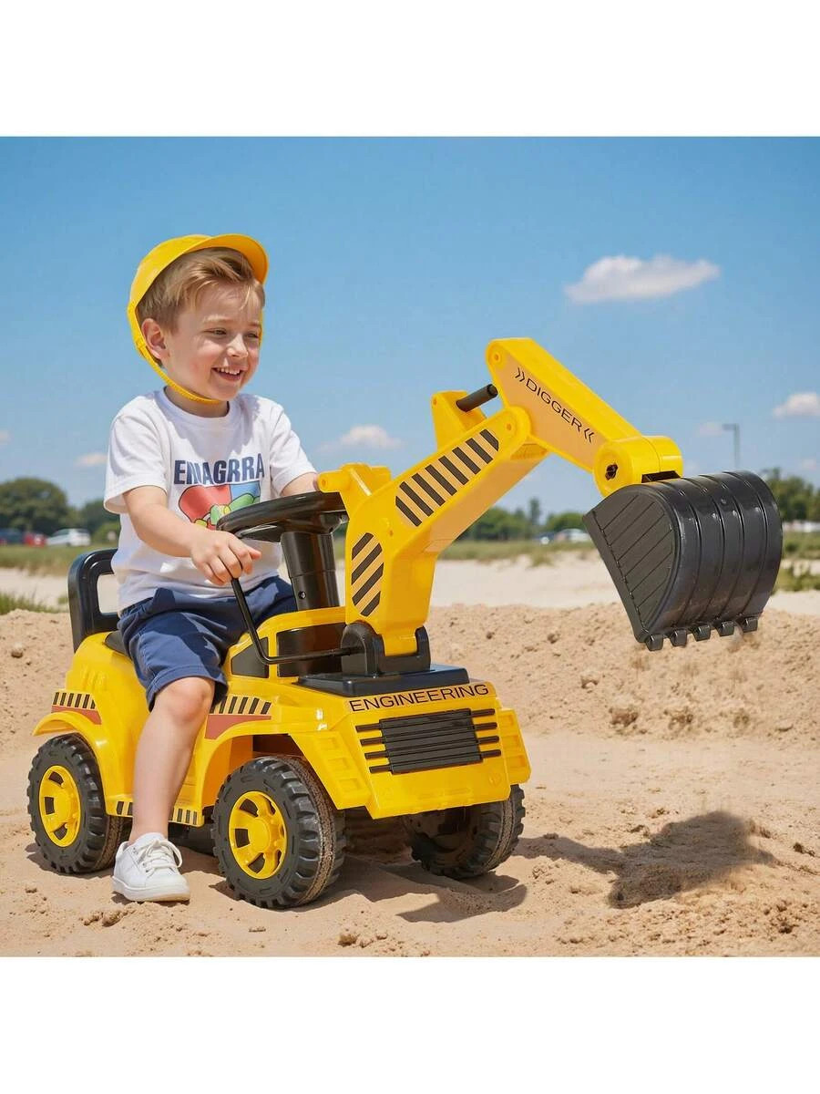 Ride Toddler Car Push 19 36 Months Excavator Digger Toy Helmet Music 55 Lbs Load