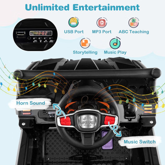 12V Battery Powered Electric Vehicle with Remote Control and 3 Speeds-Black – Co