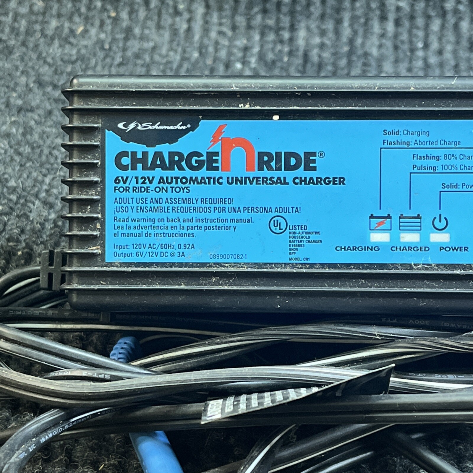 Schumacher Charge n Ride Charger Universal 3 Amp 6V/12V Automatic Kids Toys CR1