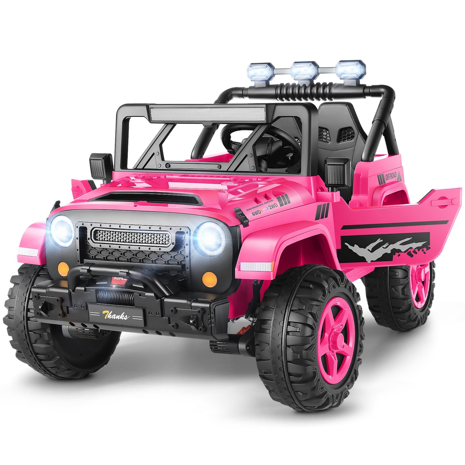 24V Ride on Truck Electric Car W/20 Wide 2 Seater, LED Light and Remote Control