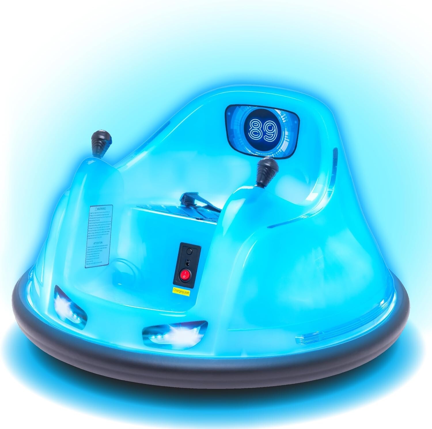 Fun 6V Blue Glow Bumper Car for Toddlers – 360° Spin & Joyful Bumping Action