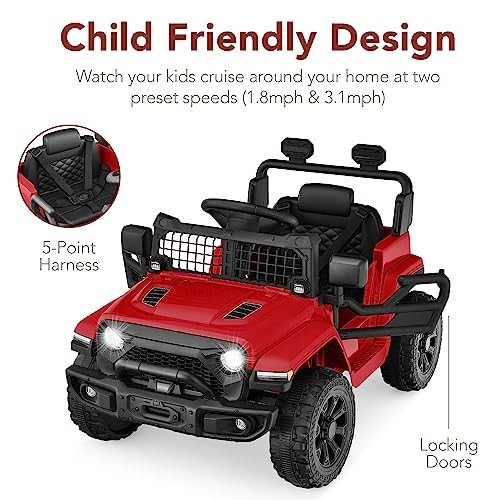 6V Kids Electric Ride-On Truck Toy, Remote Control, 4-Wheel Suspension, LED Ligh