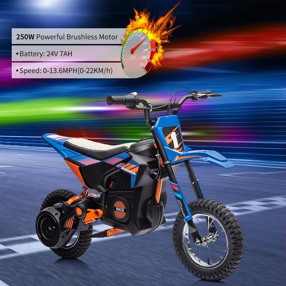 Kids Motorcycle Dirt Bike 24V 7AH Battery-Powered Ride on Motorcycle Fast Speeds