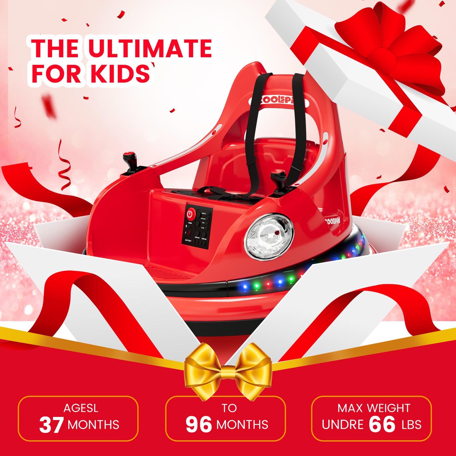 12V Electric Ride On Bumper Car for Kids Toddlers with Remote Control & Music