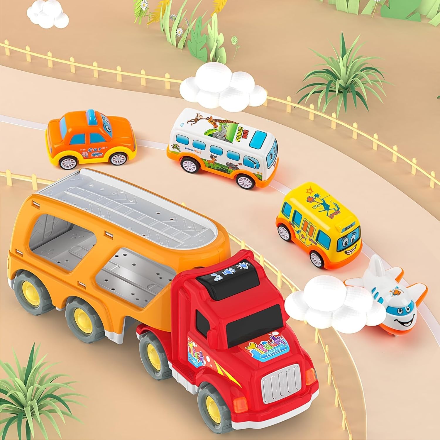 Exciting 5-in-1 Carrier Truck & Mini Cars for Toddlers – Ideal Gift for Ages 3-6