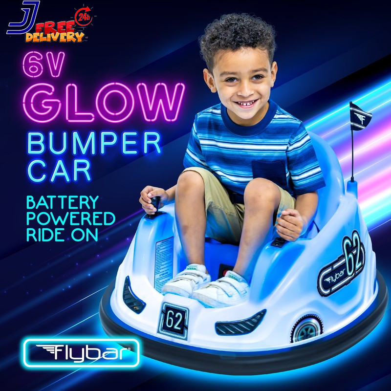 6V Blue Glow Bumper Car Battery Powered Ride on for Children Ages 1.5+