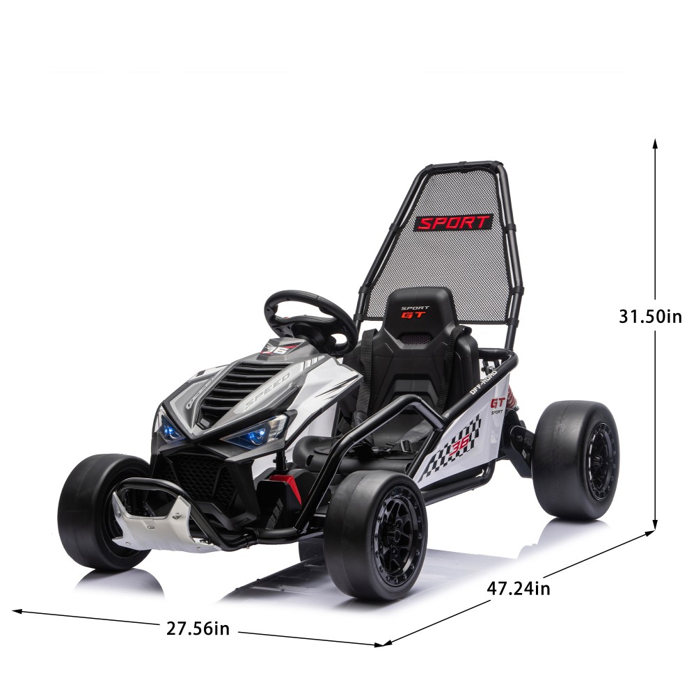 24V Electric Kids Go Kart Ride on Car Drift Car Roll Cage Harness for Age 6-12