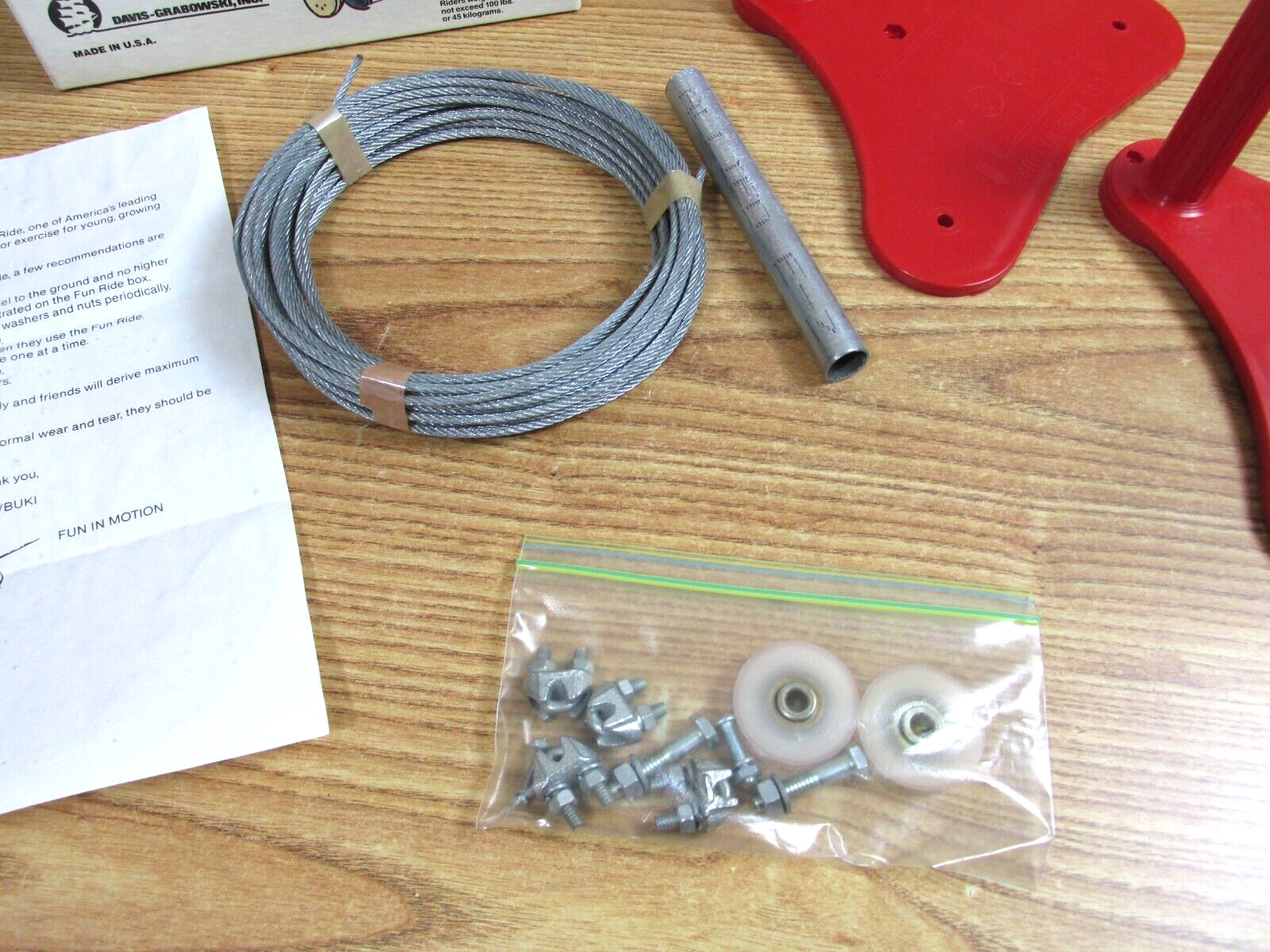FUN RIDE TROLLY ZIP LINE CABLE RIDE DAVIS GRABOWSKI INC USA ITEM NO 30/1000