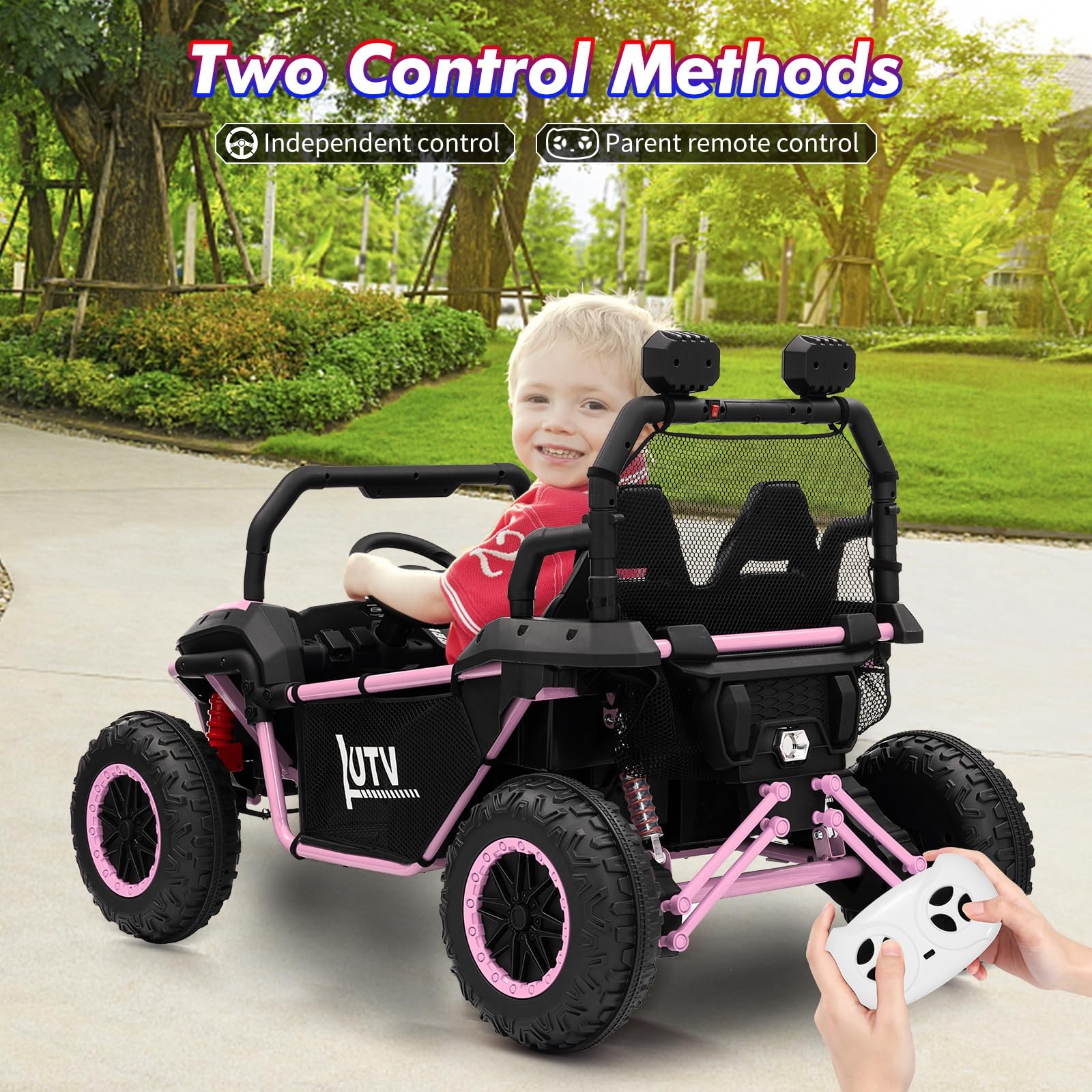 2 Seater Kids Ride On Utv Car,24V 2WD Ride On Car Truck with Metal Frame,Remote