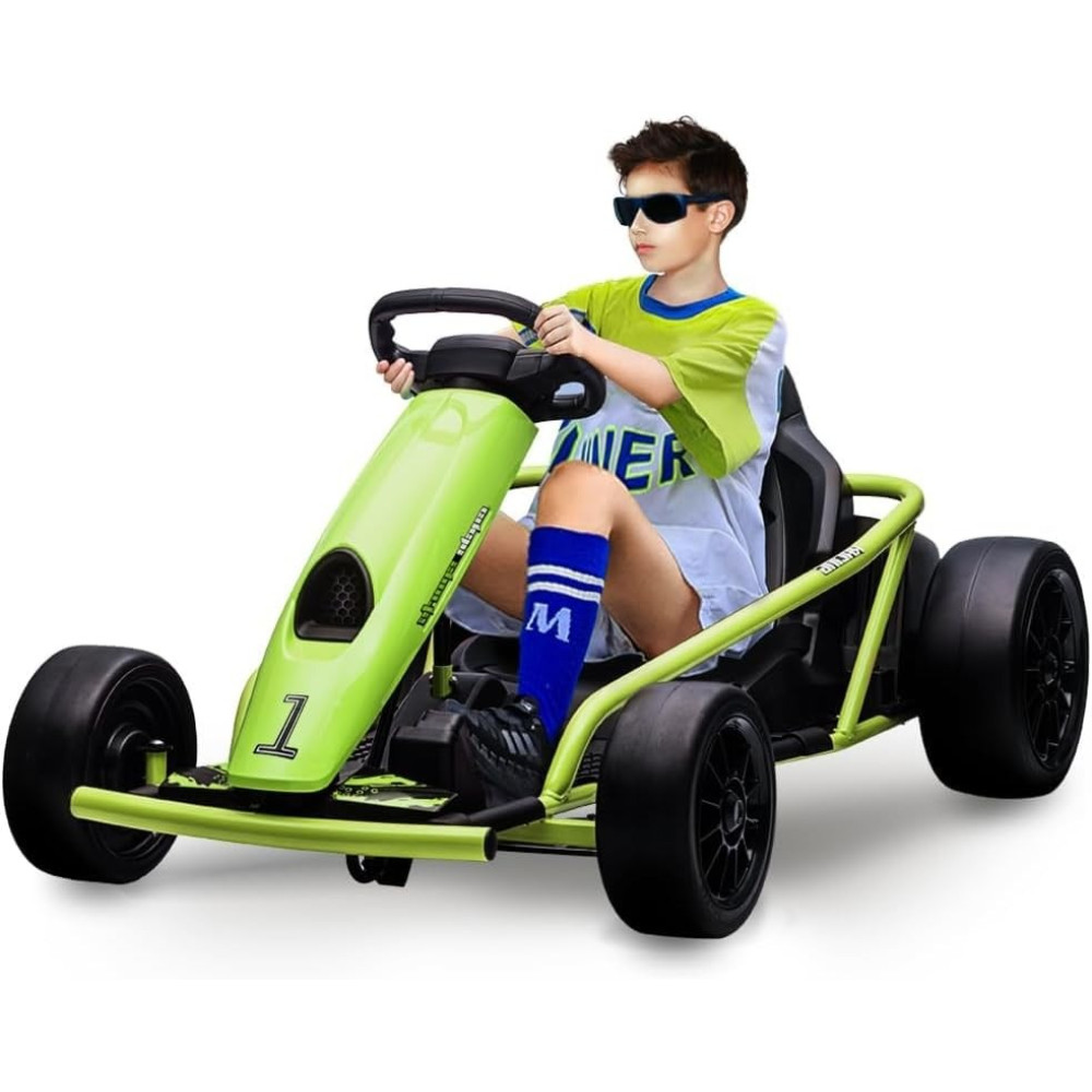 Multicolor 24V Electric Drift Kart for Kid Dual 300W Motors Seat Belt 180Lbs Cap