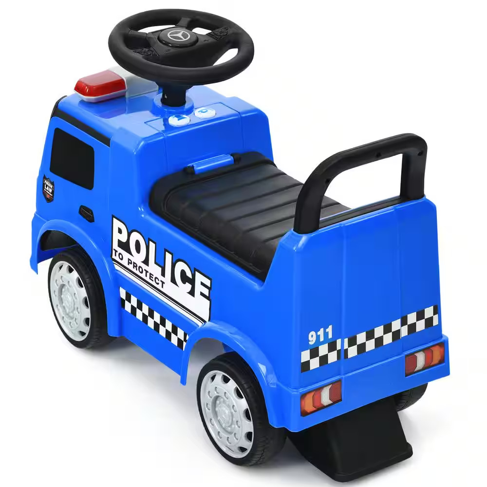 Kids Ride on Police Car 2-In-1 Toddler Push Car with Storage Space Indoor & Outd