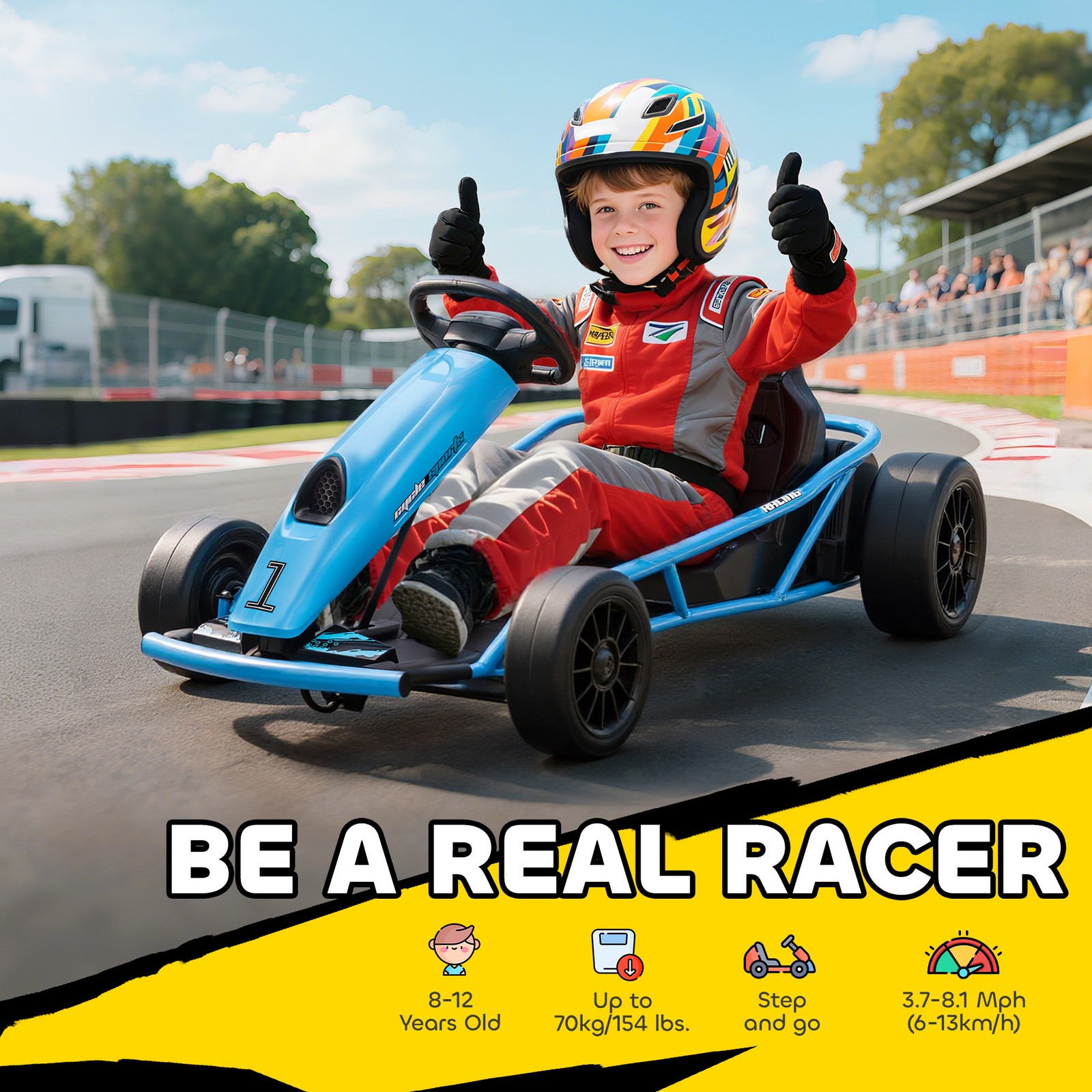 24V Electric Go Kart for Kids, Drift Ride-On Racing Go Kart with 2 Speeds,…