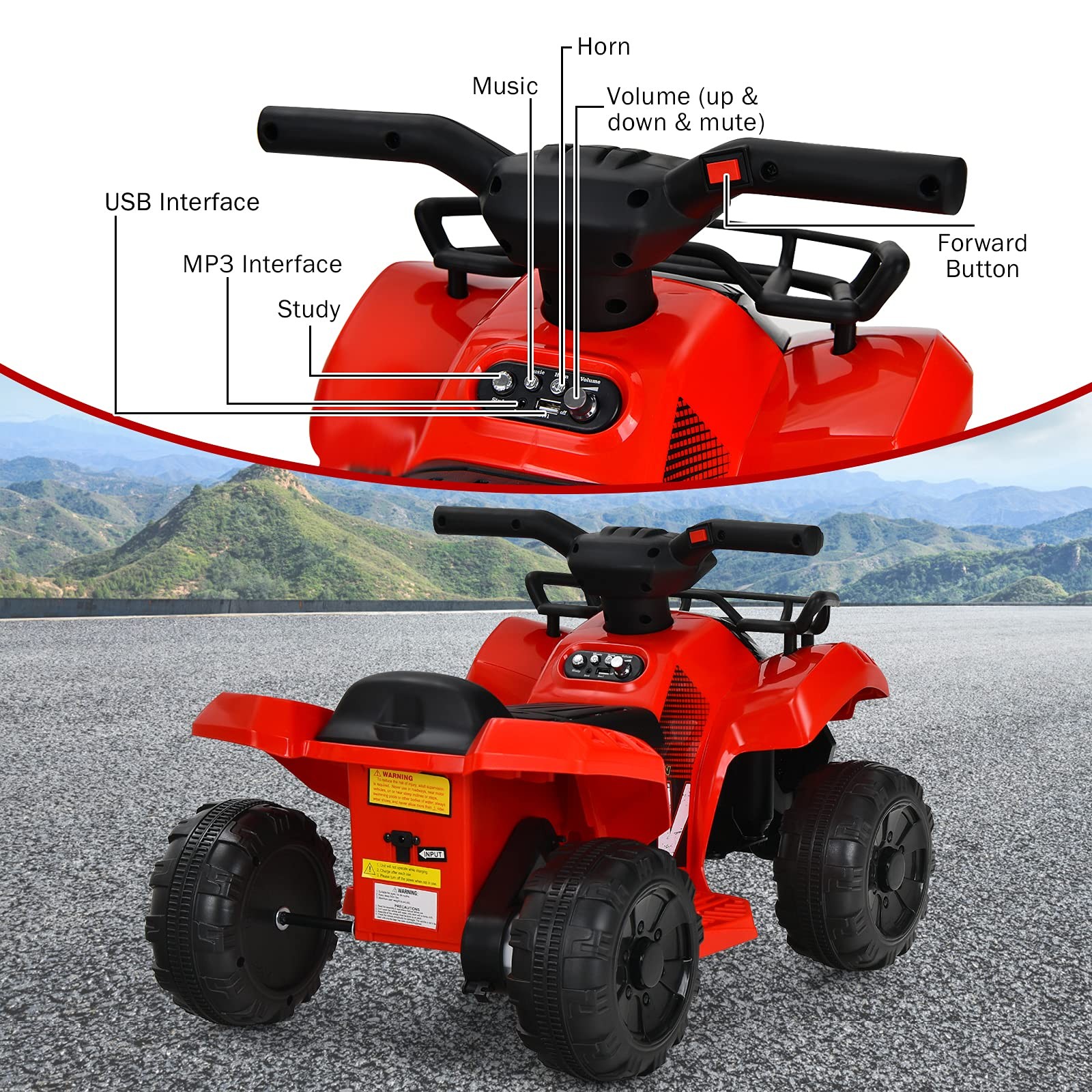 Costzon Kids Atv 6V Battery Powered Electric Vehicle Four Wheeler Quad