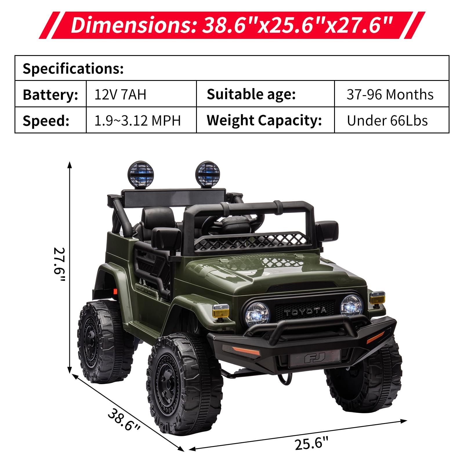 Licensed Toyota 12V Ride-On Truck Battery Powered Electric Car for Kids Remote