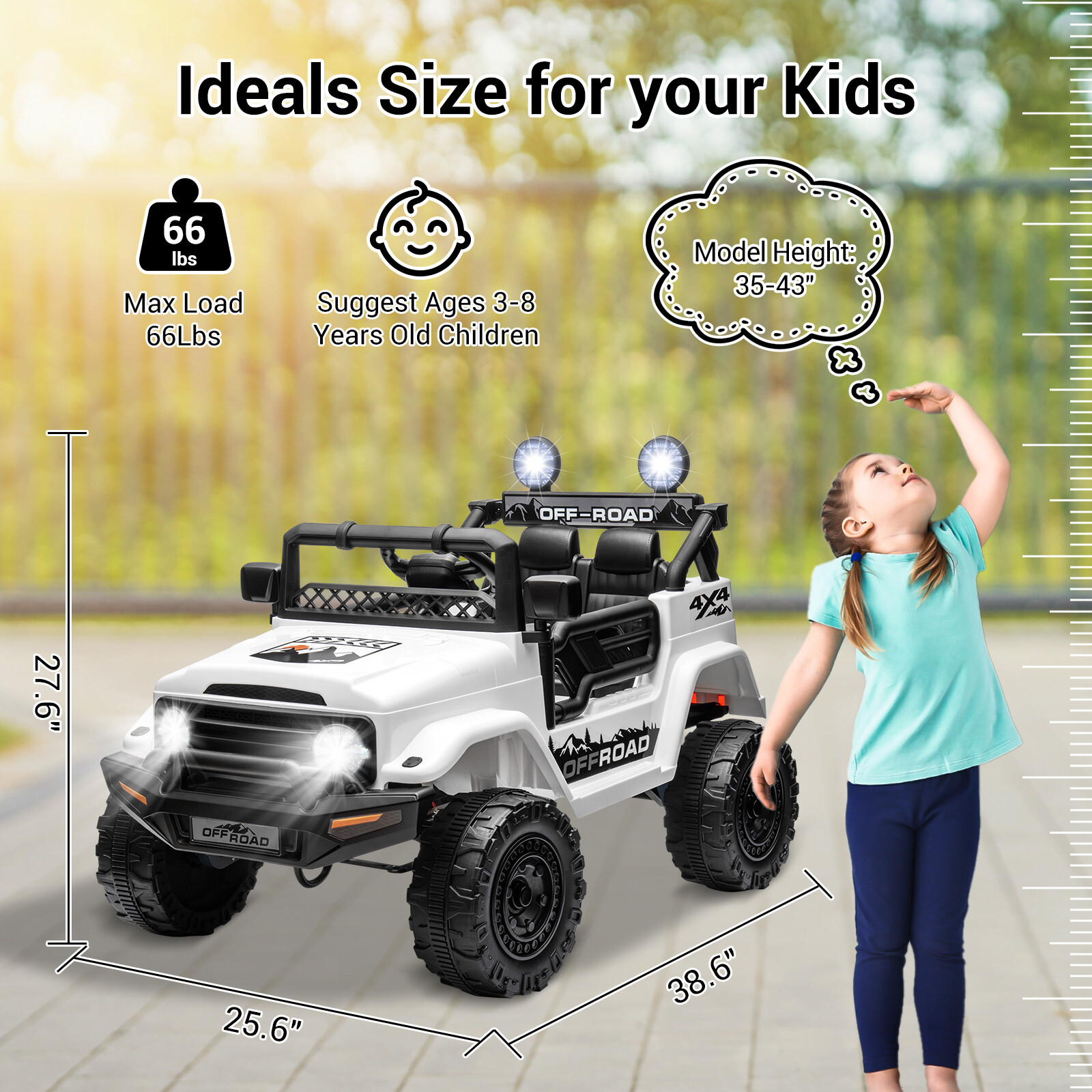 2 Seater Kids Ride On Car For Jeep 12V Battery Powered Electric Vehicle w/Remote
