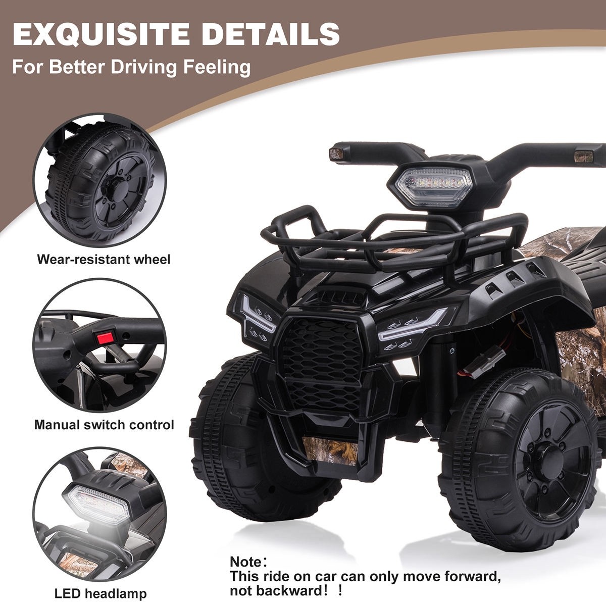 6V Kids 4-Wheeler Electric ATV- Working Headlights and Safety Features Included