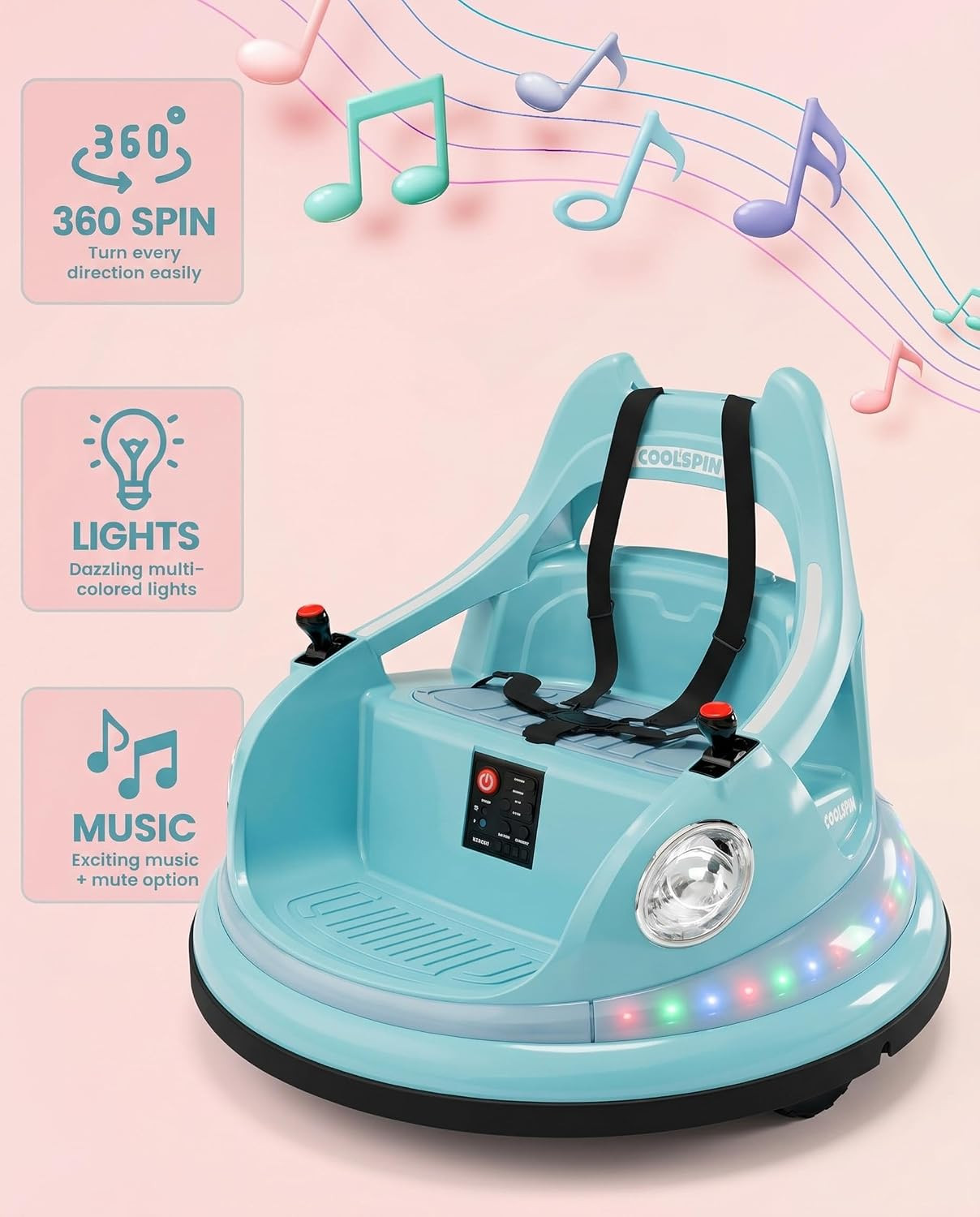 12V Electric Bumper Car for Toddlers, Ride on Bumper Cars, Kids Ride on Toy with