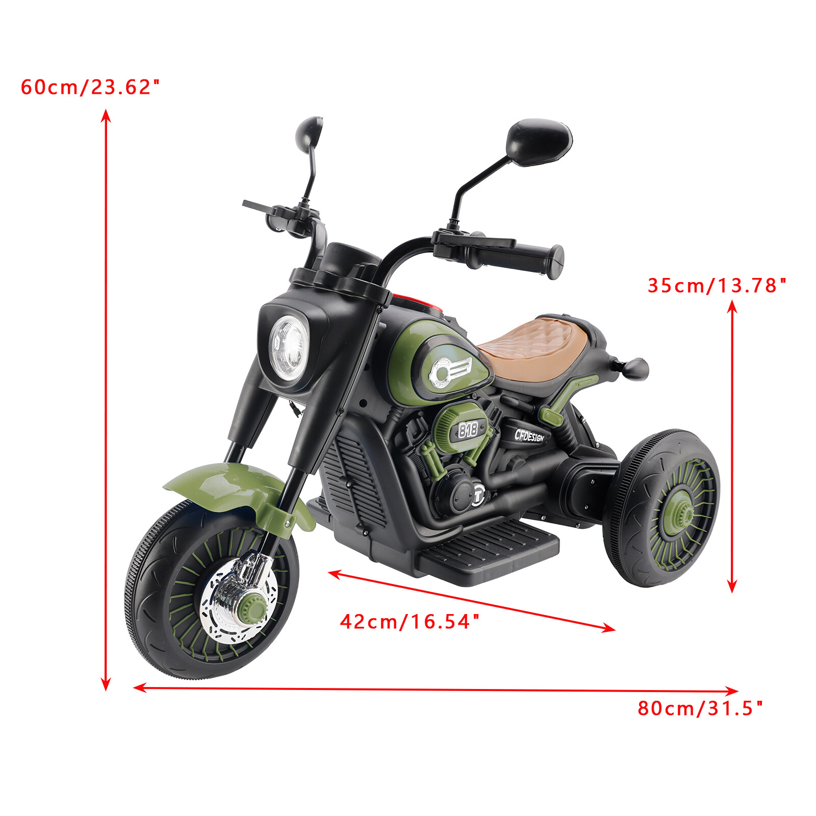 3Wheel 6V Kid Ride On Motorcycle Electric Toy With Colorful Light Music Green B9