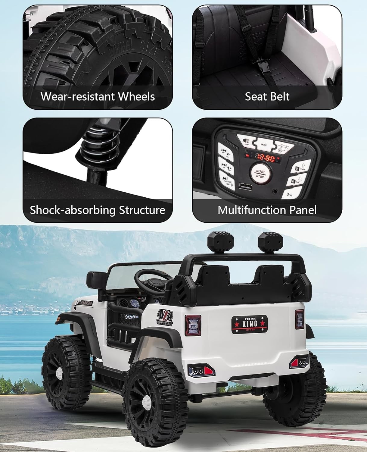 24V 2-Seater Ride-On Truck for Kids, 24V/7AH Dual Motors, Remote Control, MP3