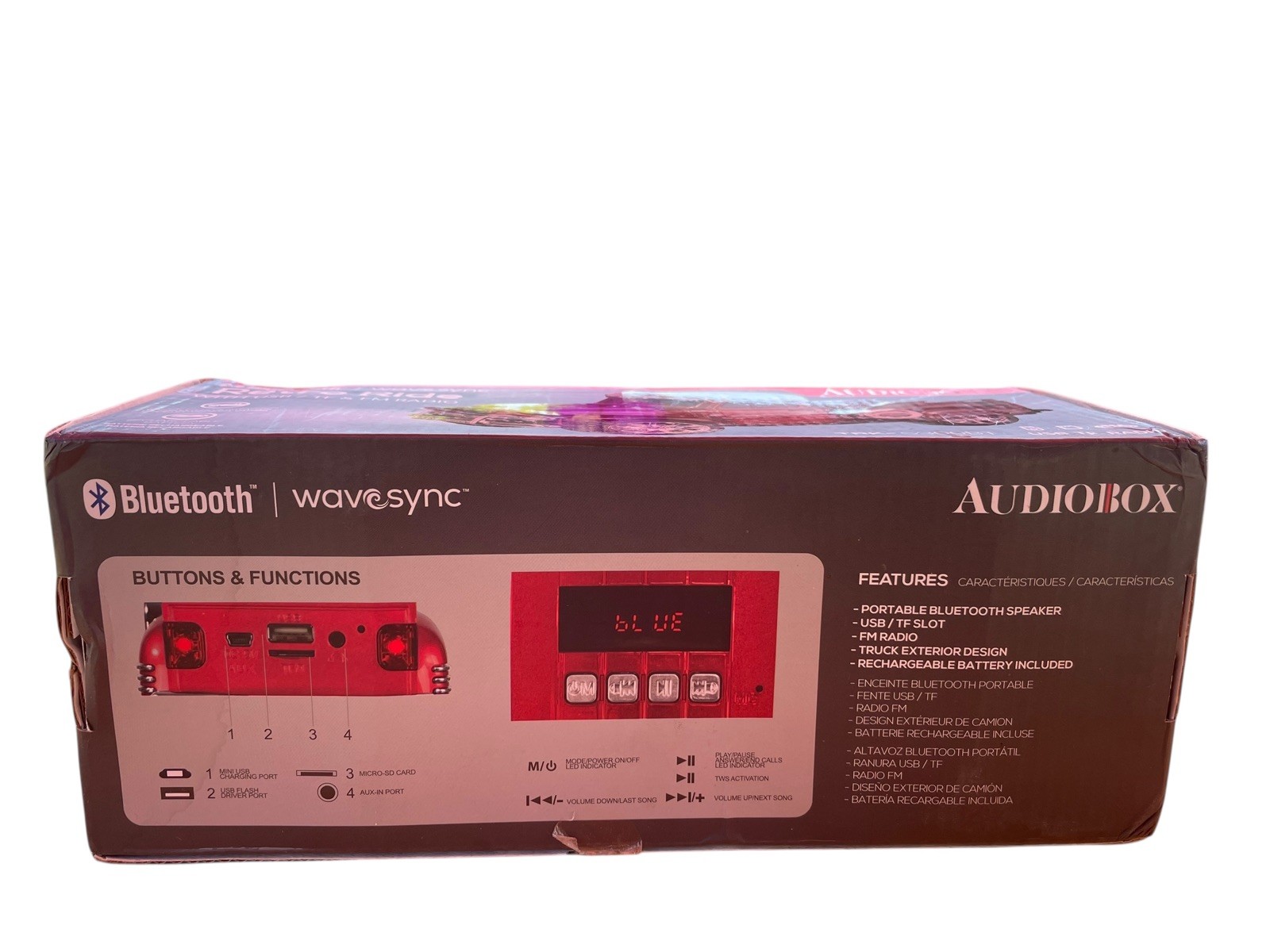 New -FM Radio -Bluetooth Speaker-Red Truck – RED TRK-5300BT Rechargeable Battery