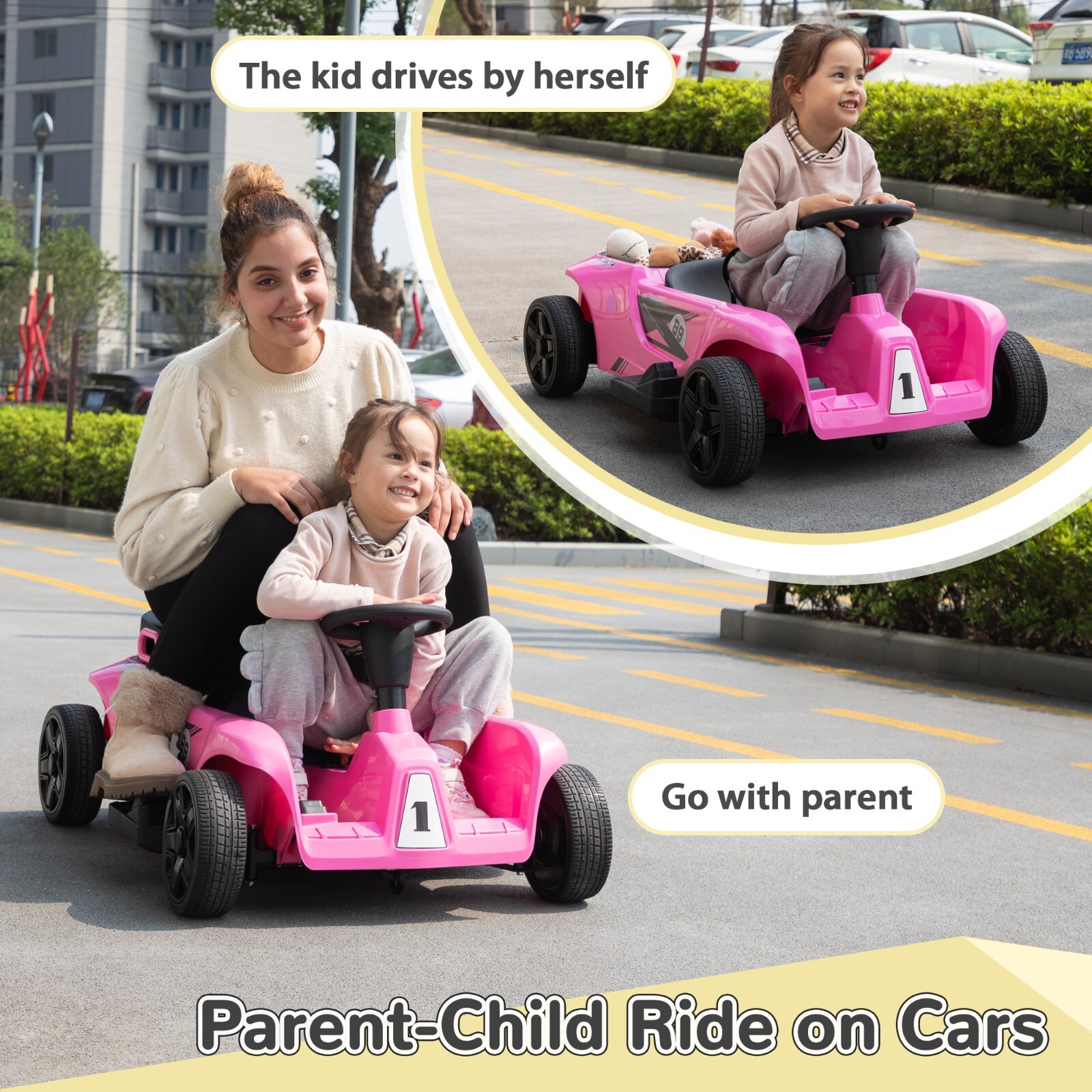 TOBBI 24V 2 Seater Electric Ride on Toys with Remote Control for Kids 3-8 Years