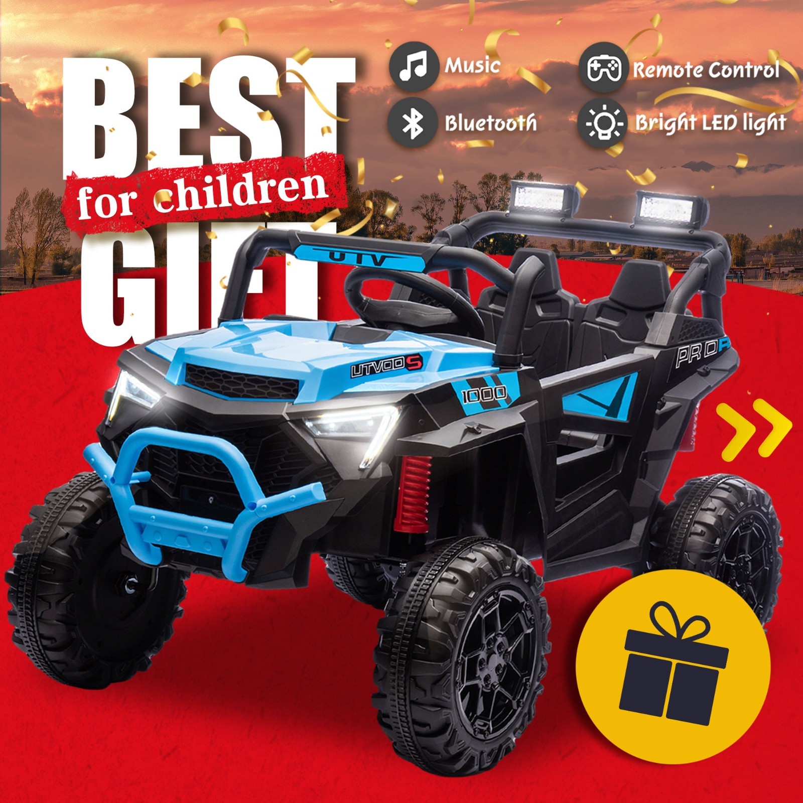 24V 400W Electric Ride on UTV Car Toys Power Wheels for Kids with Remote Blue