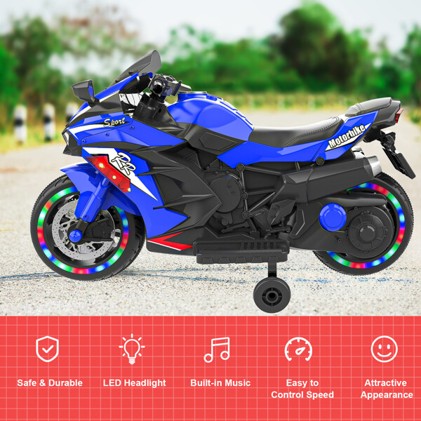 Kids Ride On Dirt Bike 12V Electric Motorcycle Training Wheel Light Music Gift