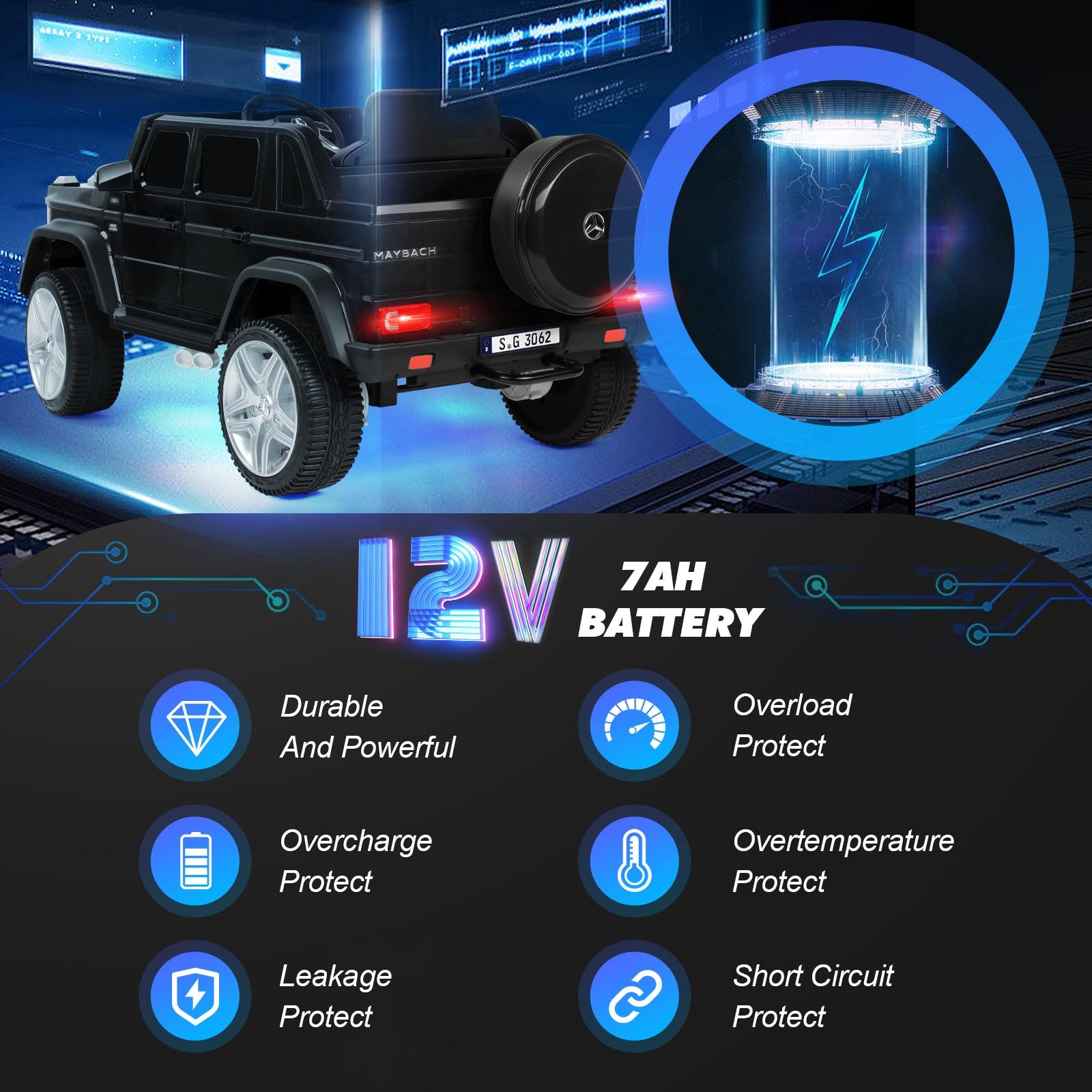 Black Electric 12V Battery Kids Ride On Car Truck ToyGift w/Remote+Light+MP3+USB