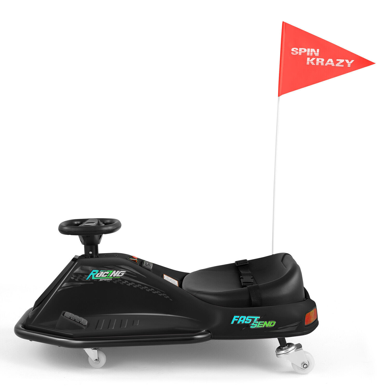 24V Kids Electric Drifting Go Kart 360° Ride On Cart with Bluetooth (Black)