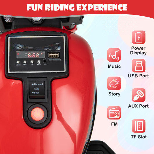 Kids Electric Motorcycle with Training Wheels and LED Headlights-Red – Color: Re