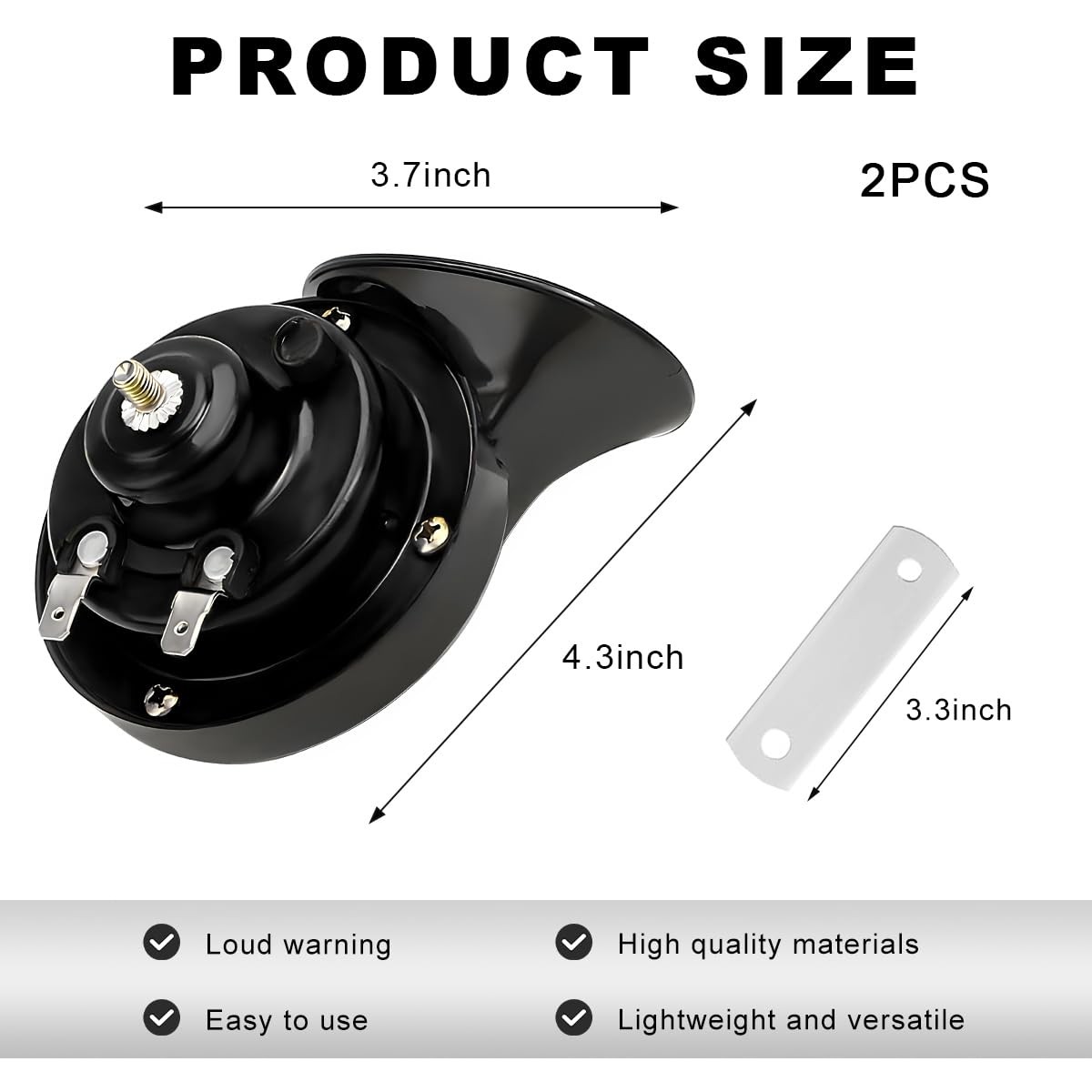 2 Pcs Super Loud Car Horns 12V Waterproof Car Electric Snail Air Horns
