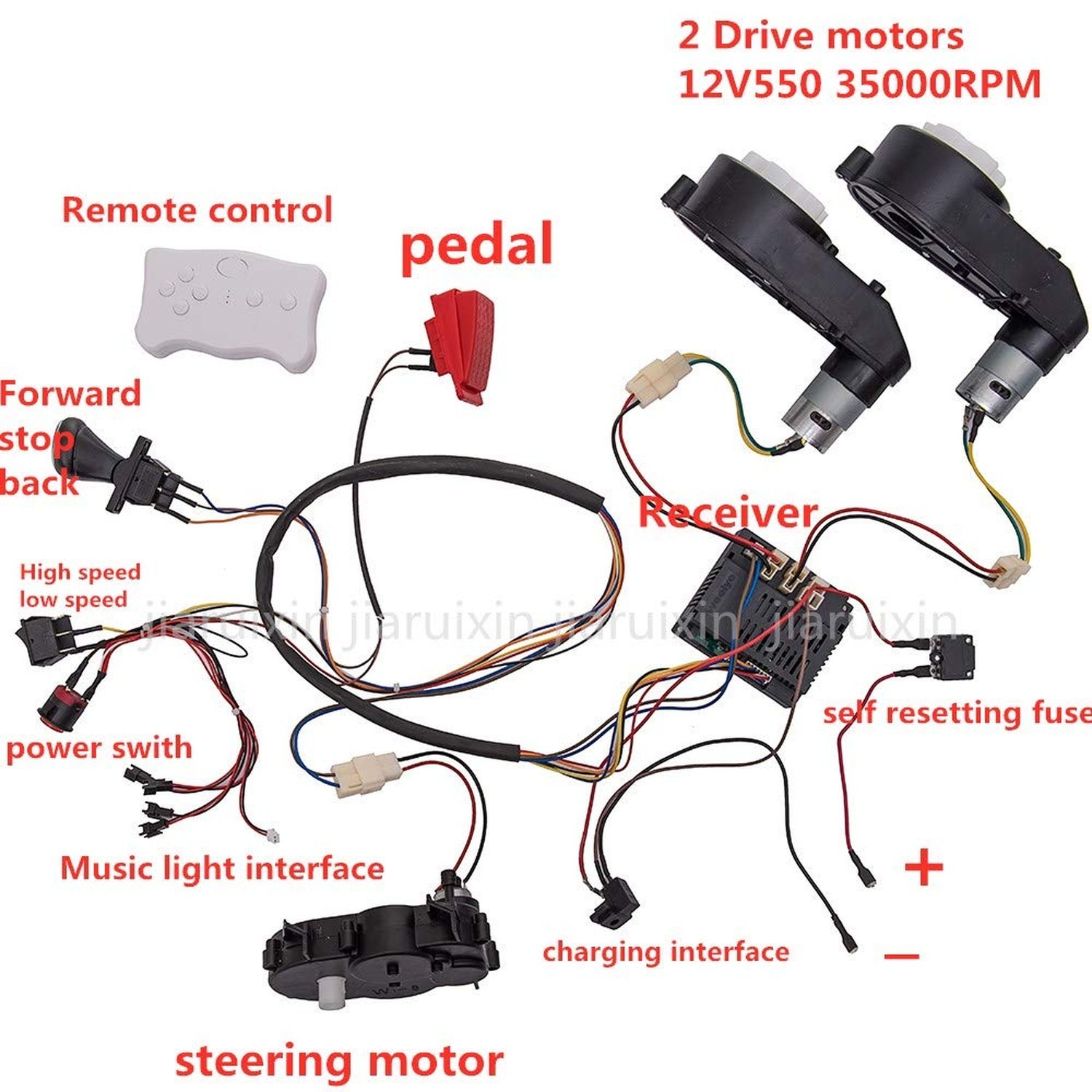 weelye Kids Ride On Car 12V DIY Modified Wires Complete Set of Remote Control…