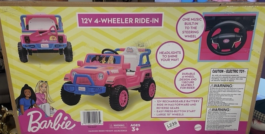 Licensed 12V 1-Seater Rugged Kids Ride-On -Barbie