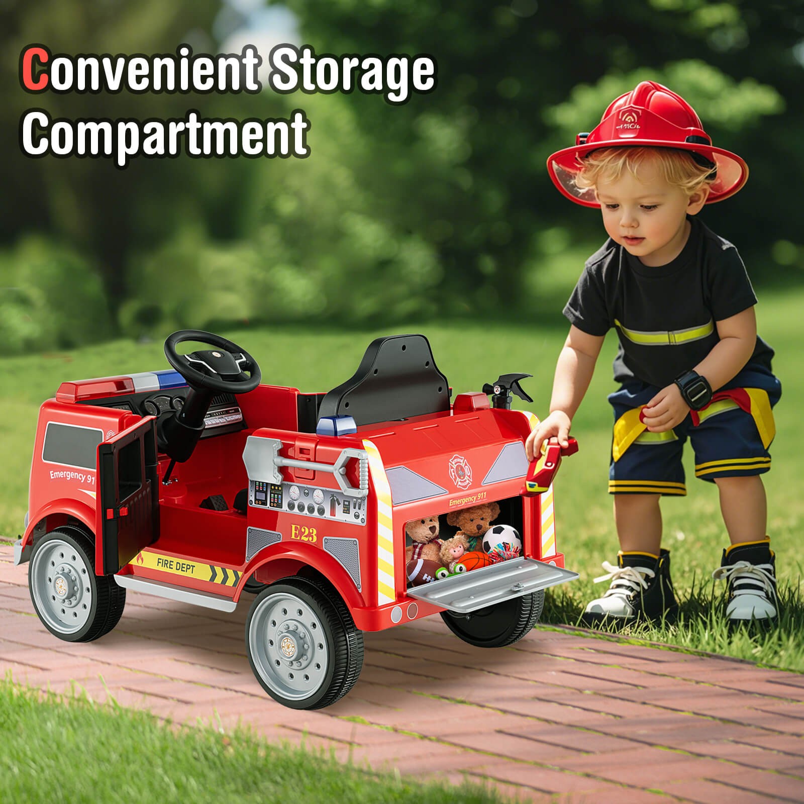 Kids Ride on Police Car 12V Battery Powered Electric Vehicle w/ 3 Speeds
