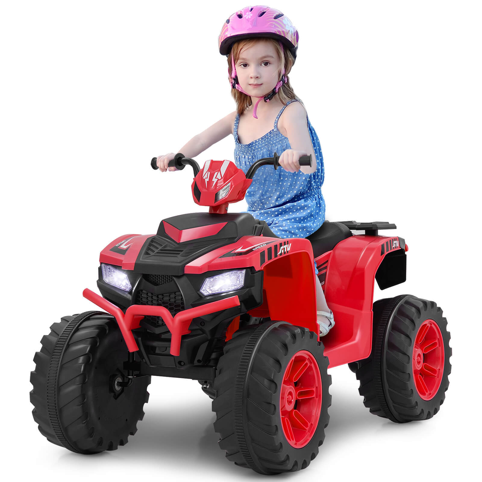 4-Wheeler Kids Ride-On Car with Wireless Connection Music Radio Treaded Tires