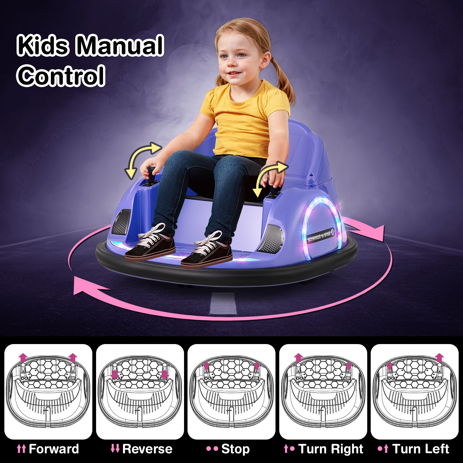12V Electric 360° Spin Car Toy Ride on Bumper Car for Toddlers w/ Remote Control