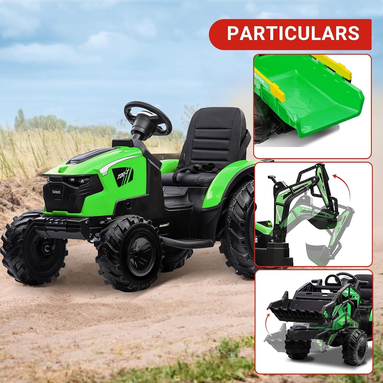 3in1 Kids 24V Ride On Tractor Excavator Electric w/Trailer Digger Remote Control