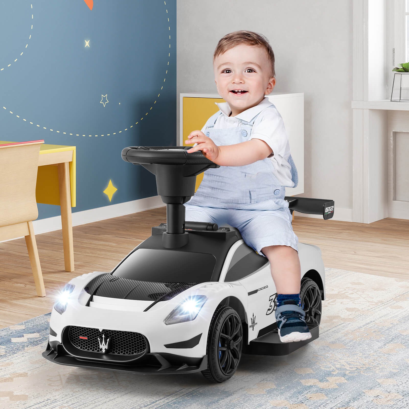 Electric Kids Ride on Push Car Maserati Licensed Foot to Floor Push Car w/Horn