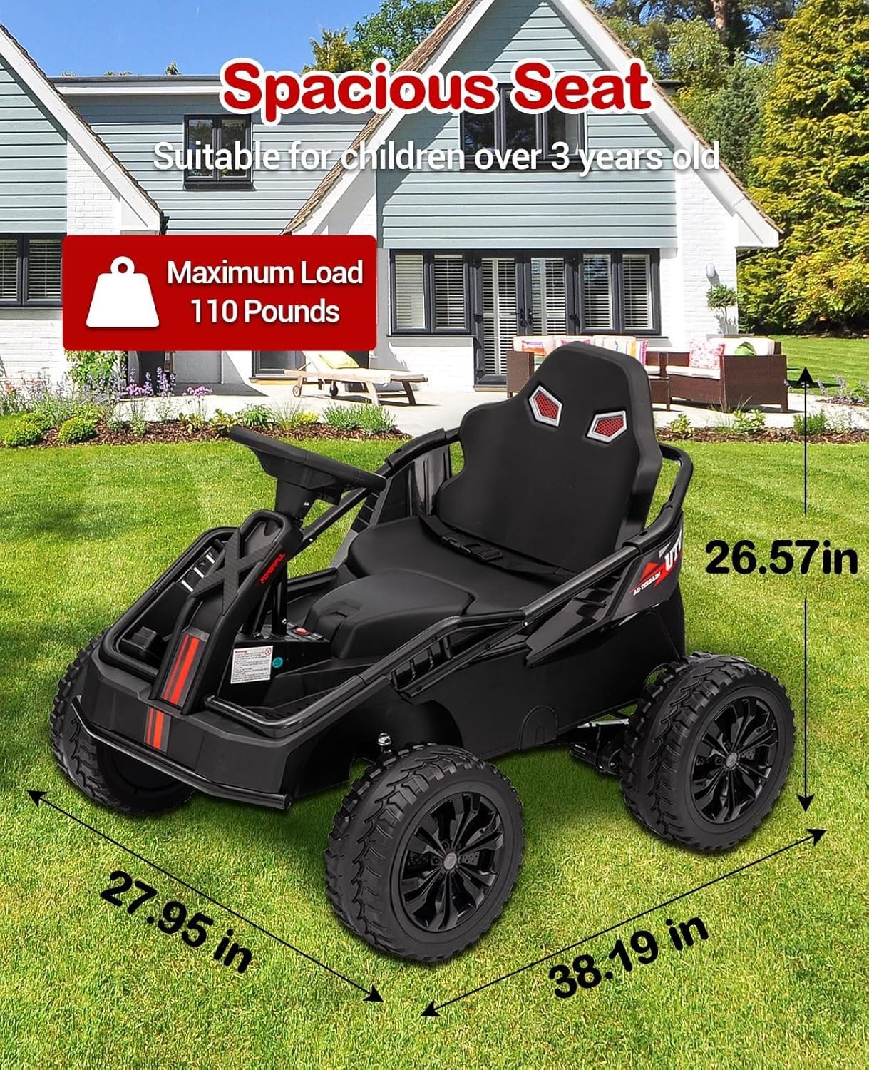 Garvee 24V Kids Power 4 Wheels,200W 4×4 Ride On Toy for Big Kid,Electric Go Kart