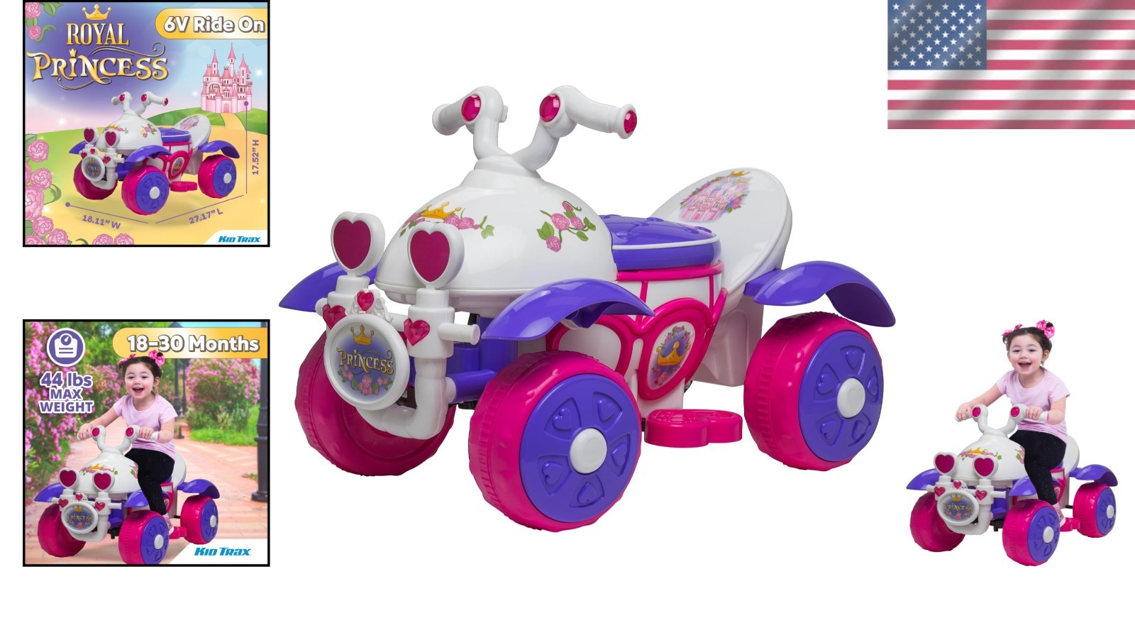 Toddler Girl Toys: Royal Princess Electric Car, 44lbs Max