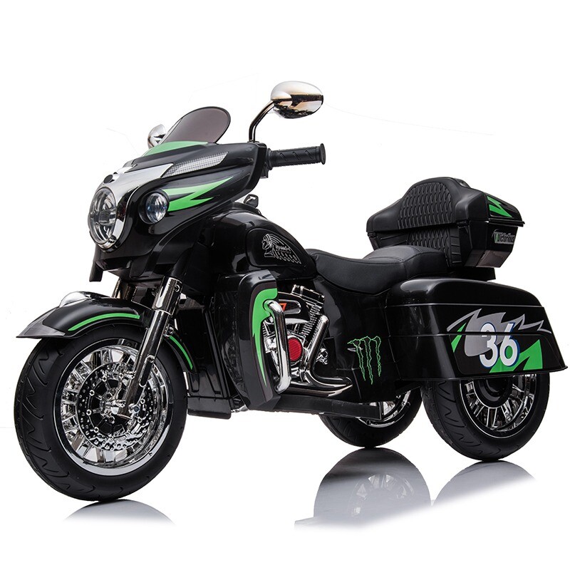 12V Kid Motorcycle Ride On Toy Key Start 3-Wheel 2-Seat Motorbike for 3-6 Black