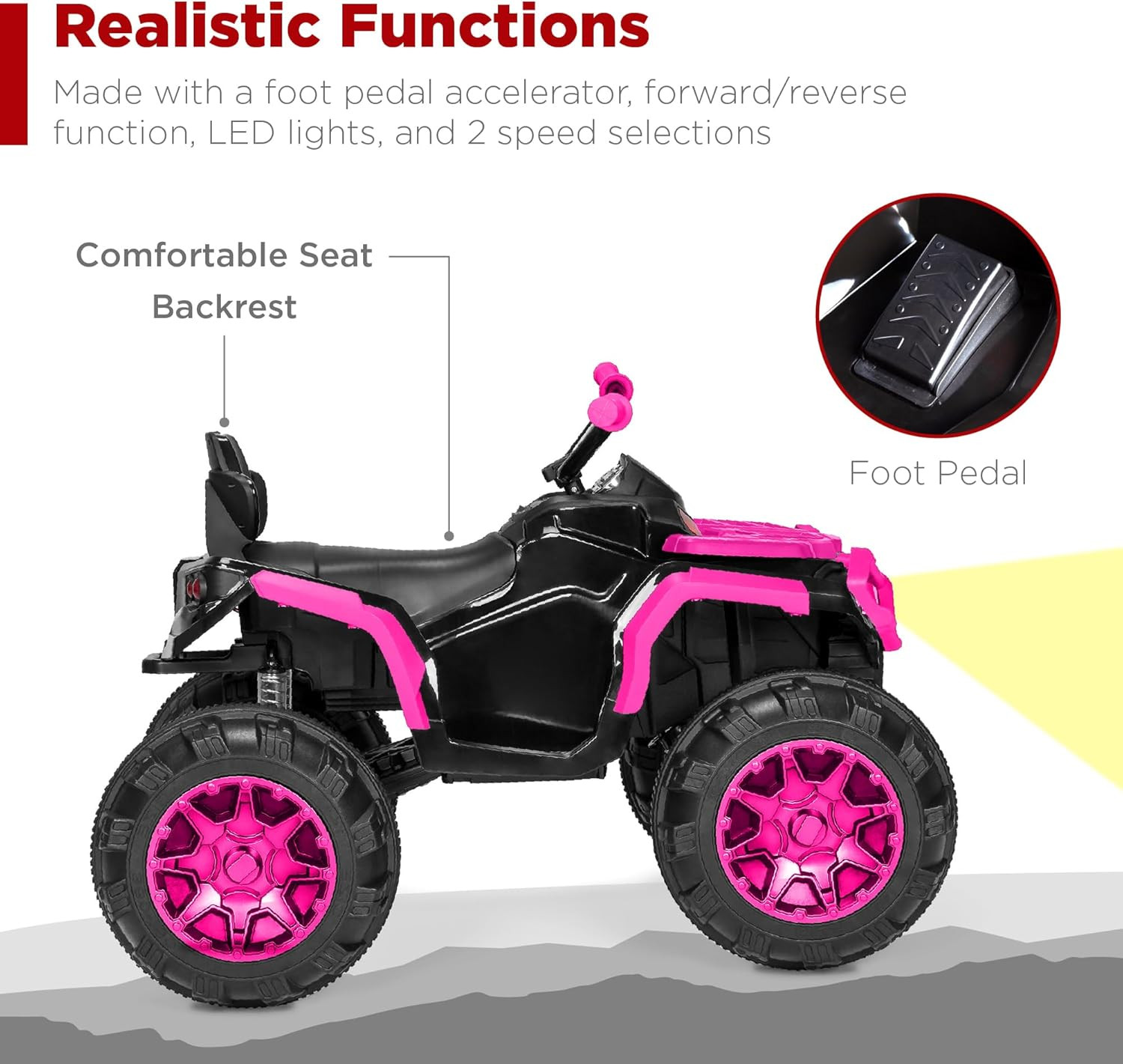 12V Kids Ride-On Electric ATV, 4-Wheeler Quad Car Toy W/Bluetooth Audio, 3.7Mph