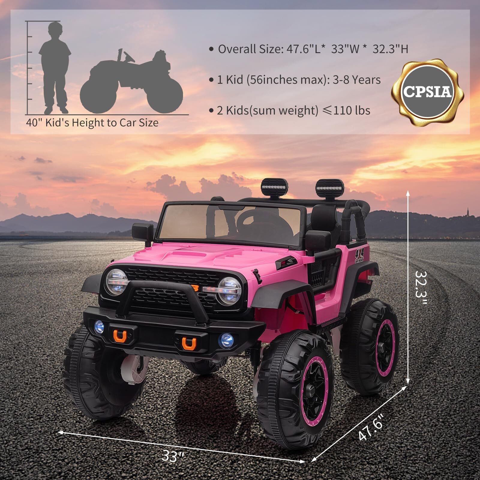 24V Electric Kids Ride On Cars with Remote Control 2 Seats Truck Toys Gifts