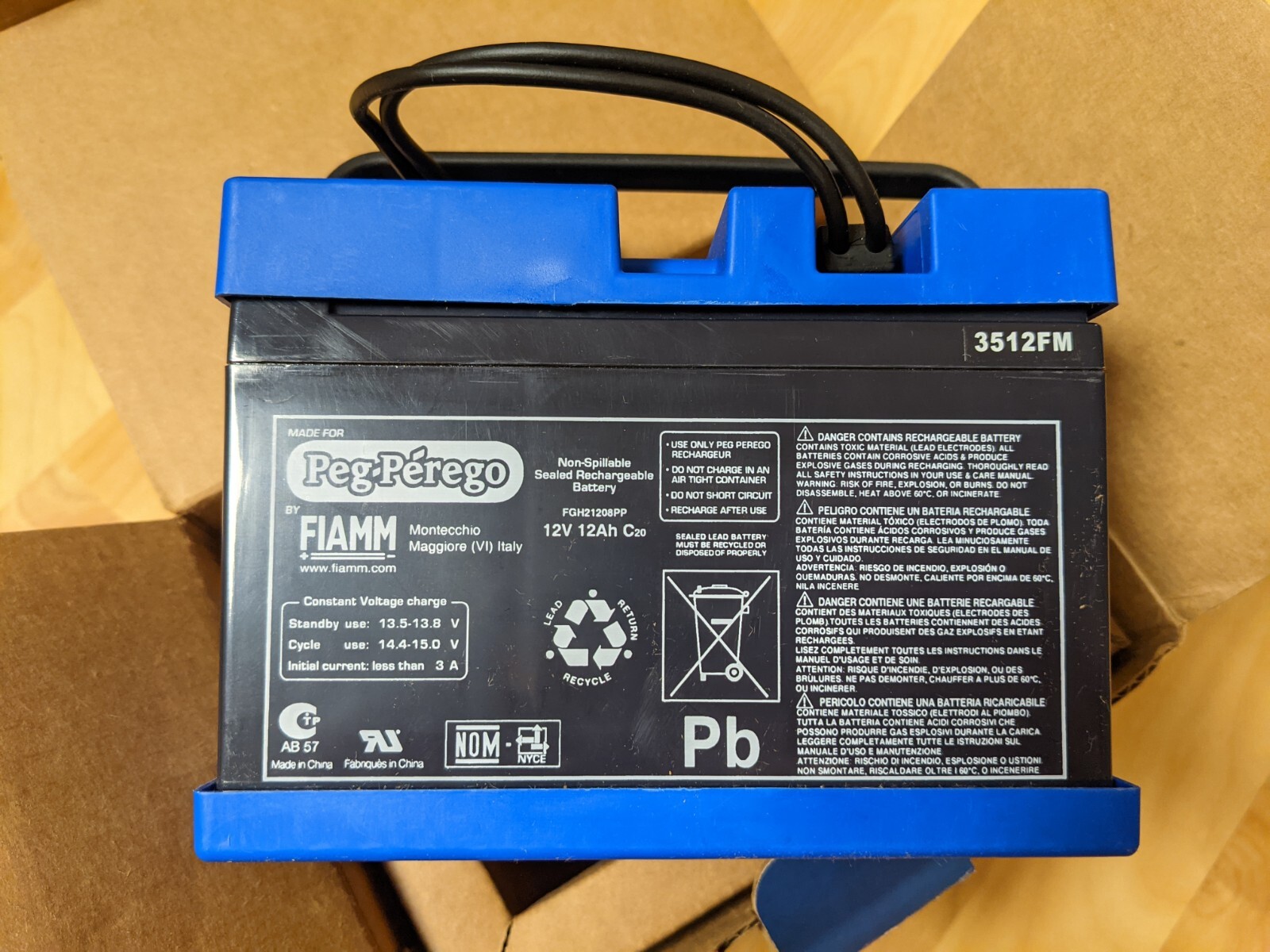 Official Peg-Perego 12V 12Ah High Performance Battery, Original Accessory, OEM
