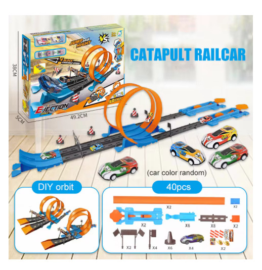 Stunt Double Wheel Racing Car Toy with DIY Track Kit for Kids