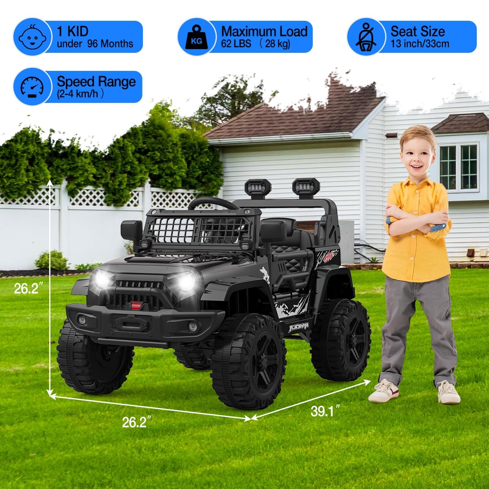 12V Kids Car Power Wheels Ride-on Truck Vehicle with Remote Control &LED Light