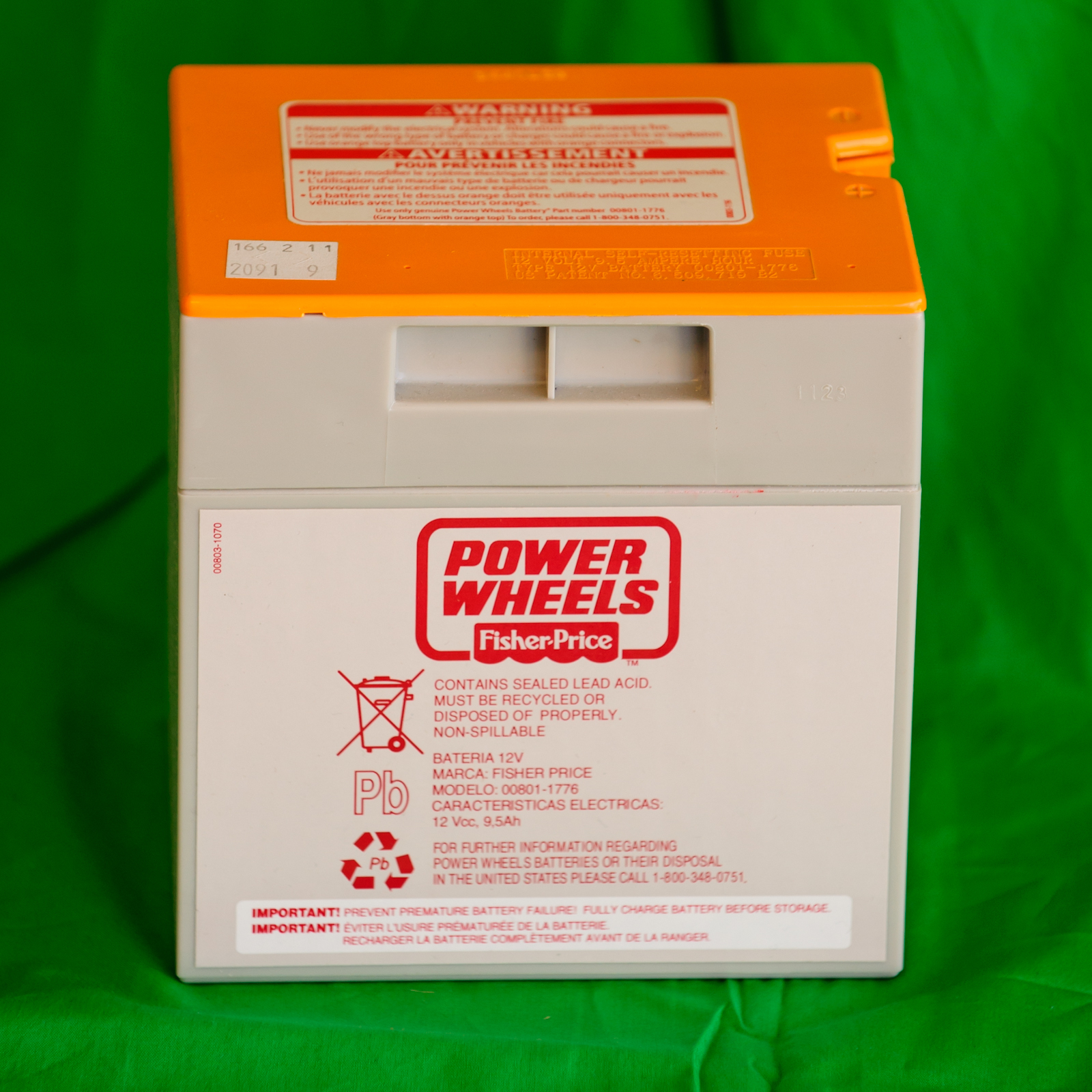 **NEW** Power Wheels Gray – Orange Top 12 volt Battery (12V) 00801-1776